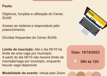 Sedese abre inscrições para IX Agenda Permanente de Sistemas Censo Suas 2023