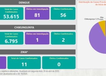 Boletim Epidemiológico de Monitoramento registrou 60.421 casos de Dengue, Chikungunya e Zika até o dia 28/4