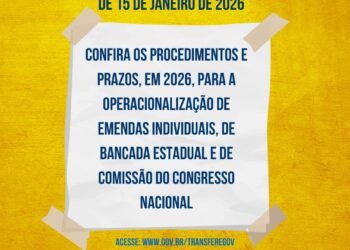 Portaria estabelece procedimentos e cronogramas para a operacionalização de emendas