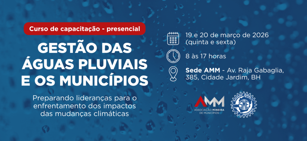 Curso gratuito debate a gestão das águas pluviais e os municípios nos dias 19 e 20 de março